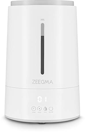 ZEEGMA Vers IONI Luftbefeuchter mit Luftionisierungs- und Aromatherapie-Funktion, 260 ml/h, Hygrometer, Luftfeuchtigkeitssensor, integrierter Timer, 4 Befeuchtungsmodi, energieeffizient