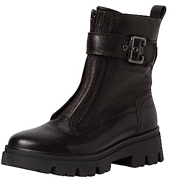 Tamaris COMFORT Damen Stiefeletten ohne Absatz aus Leder mit Reißverschluss Comfort Fit, Schwarz (Black), 36 EU