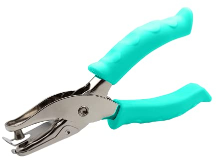 Lochmaschine für Einzelloch, 6 mm, für Papier A4, aus Edelstahl, Locher, DIY, Büro, Schule, Griff aus rutschfestem Gummi (Perforator, Grün)