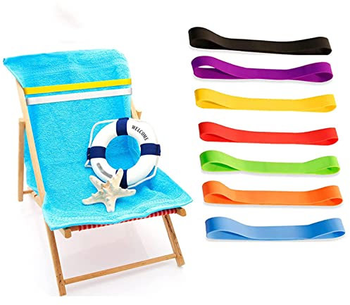 Strandkorb-Clips, Bänder für Handtuch (6 Packungen), Gummi, elastisch, dick, multifunktional, breit, leicht, winddicht, hält Klemmen, Kreuzfahrt, Pool, Schwimmen, Stretch, langlebig