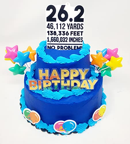 Running Runner Marathon Run 26.2 Themed 7 Piece Birthday Cake Topper Set (Unique Design)