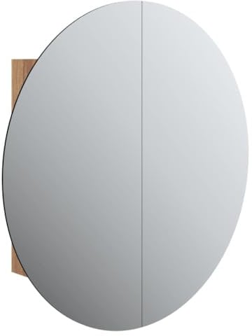 vidaXL Armoire de Salle de Bain Miroir Rond et LED Armoire de Rangement Meuble-lavabo de Toilette Maison Intérieur Chêne 54x54x17,5 cm