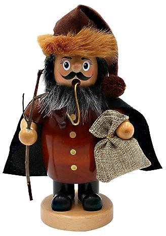 Dekohelden24 Holz Räuchermann als Knecht Ruprecht, in naturfarben - braun, ca. 10 x 7 x 20 cm.
