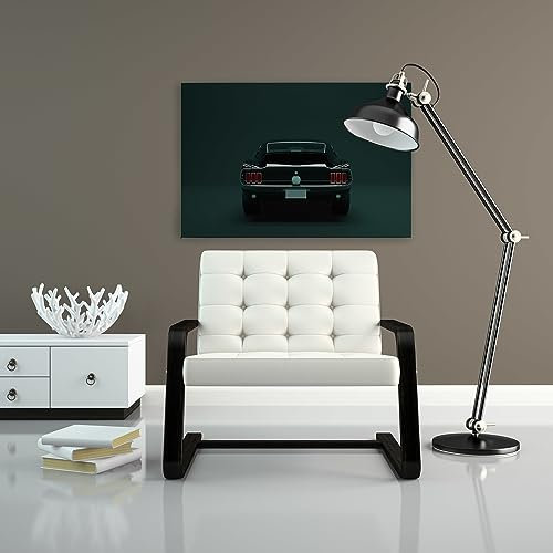 A.S. Création Leinwandbild Auto Mustang - Kunstdruck grün schwarz - 90x60 cm Querformat - Moderne Wanddekoration Schlafzimmer Wohnzimmer Küche - Bild auf Keilrahmen