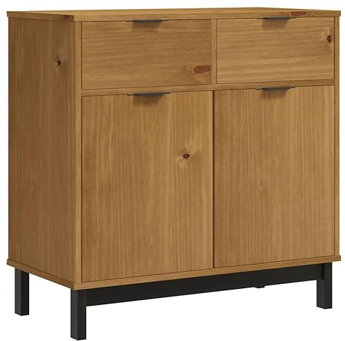 vidaXL Sideboard, Kommode mit 2 Schubladen 2 Türen, Highboard Wohnzimmerschrank mit Holzbeinen, Schrank Anrichte Beistellschrank, Massivholz Kiefer