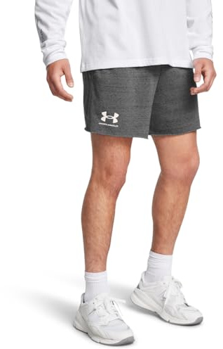 Under Armour Herren Rival Terry 6in Short, warme & weiche Sporthose, schweißabweisende & schnelltrocknende Laufshorts mit Zugkordel,Castlerock / / Onyx White,SM