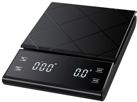 Viitech Kaffeewaage Digitale mit 3 AAA Batterie, Bis 3kg/0,1g, Batteriebetrieben Espresso Waage mit Timer, Multifunktionale Waage Küchenwaage für den Heimgebrauch in der Küche und im Büro