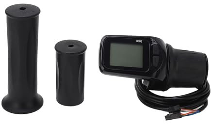 BuyWeek E-Bike Gasgriff mit LCD Anzeigefeld, 24V 36V 48V 60V Elektrofahrrad Halbgasgriff mit Scheinwerferschnittstelle, 5P und 2P Gewöhnliches Kabel