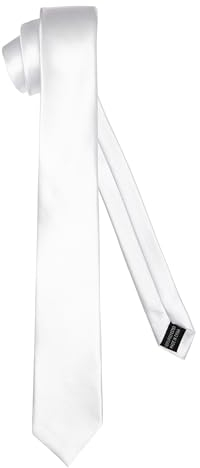 Ladeheid Klassische Herren Krawatte, glänzend, Perfekt für Büro & Festlichkeiten, Vielfältige Farben - Ideal für Geschäftsmeetings, Hochzeiten TMS-6 (150cm x 6cm, Weiß)