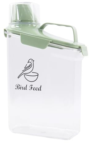 Ctomche Pet Food Storage Container,Bird Food Storage Container with Measuring Cup and Pour Spout,Airtight Bird Seed Storage BPA Free Plastic Transparent Leakproof Seed Storage Container,2.8L,Green