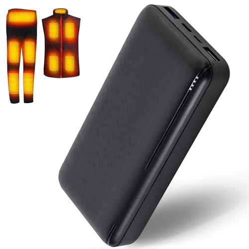 20000mAh Battery Pack for Heated Gilet Vest Jacket Coat Pants and Heating Underwear, 5V2A Heated Clothing Replacement Battery Pack