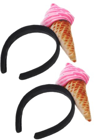 Ipetboom 2 Stück Eiscreme-Stirnband Essen Auf Haarreifen Eistüte Haarband Lebensmittelverkäufer Kostüm Kopfschmuck Kostüm Party Kopfschmuck