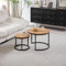 DEYARNA HOME Rund Satztische Couchtisch 2er Set, Moderner Nesting-Tisch mit Stabilem Metallgestell, Geeignet für Wohnzimmer, Balkon, Büro, Groß: 60 * 60 * 45cm; Klein: 40 * 40 * 35cm (Helle Eiche)