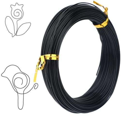 Giantree Basteldraht Schwarz, 1mm×20m Aluminiumdraht Schmuckdraht Modellierdraht DIY Draht zum Basteln Silber Basteldraht Draht zum Basteln für Schmuck Handwerk Bastelarbeiten