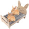 Essenhome Großes Kaninchenbett aus Holz, einfache Montage, 51,8 x 32,5 cm, Haustierbett mit Stützstruktur und abnehmbarem Kissen für Kaninchen, Meerschweinchen, Kätzchen und Kleintiere, gemütlicher