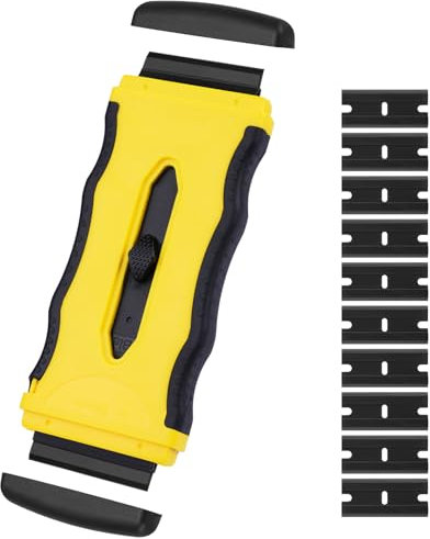 Flintronic 1 pièces Grattoir Vitre, Grattoir Plaque Vitrocéramique avec 10 pièces Lames en Plastique, pour Plaque à Induction, Voiture, Verre, Miroir, Autocollant, Nettoyage