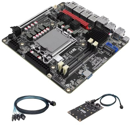Glovary Q670 6 Bay NAS Mainboard LGA1700(Support 12th/13th/14th Gen CPU), 4 x i226V 2.5GbE LAN Mini ITX Motherboard, 16G RAM 256GB NVMe(PCIe4.0x4) SSD, TypeC 20Gbps, SPK/MIC