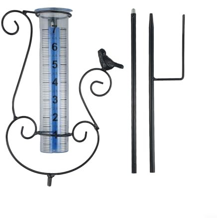 Klarglas Outdoor Regenmesser 17,8 cm Design mit Pfahl, ideal zum Messen von Wasserständen in verschiedenen Einstellungen