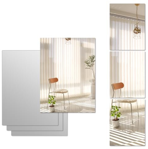 Abyssaly Piastrelle a specchio autoadesive per bagno, grandi specchi adesivi per pareti quadrate, spessore 2 mm, adesivi a specchio acrilici per parete soggiorno, 2 pezzi (40 x 30 cm)