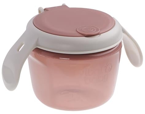 Vital Baby Toddler Snack Pot, 6m+, Pink | Dual-Lids | Biodegradable | Dual lids switch between secure storage and independent snacking, with soft silicone slats and easy-grip handles.