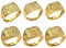 CYUaoao 6 Stk Herren Vergoldeter Ringe Set Hip Hop Ringe Verstellbar Siegelringe Rock Ring Reich Glück Reichtum Kanji Bandring Trauring Gold