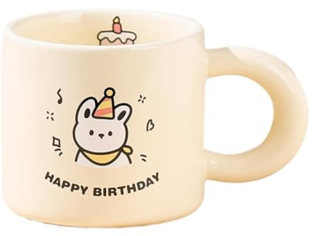 WOSHImeinvYE linda taza Taza De Feliz Cumpleaños Personalizada, Diseño Creativo Y Sencillo De Taza De Cerámica, Taza De Leche, Taza For El Hogar, Taza De Café Taza(B)