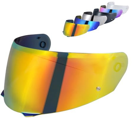 MXJ Gear HJ-33 - Visiera di ricambio per visiera I90, compatibile con accessori per visiera casco HJ-33 (rosso cromato)