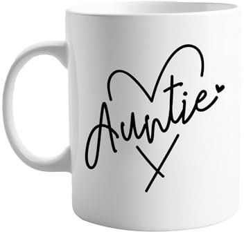 signkitsuk Auntie Mug with Heart Design – 11oz Ceramic Coffee Cup for Aunts, Fun and Thoughtful Present for Birthdays, Christmas, Mother’s Day, Cute and Stylish Tea Mug for Aunt