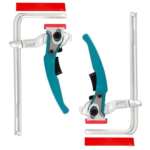 2 Pack Track Saw Clamps Compatible with Festool, Quick Release Ratsche Track Saw Guide Rail Clamp for Woodworking, T-track Wood Clamps for MFT Table & Guide Rail System