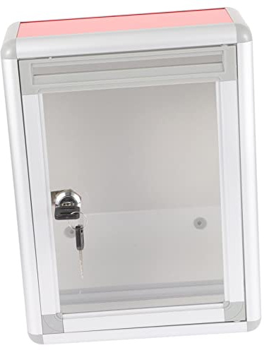 jojofuny Vorschlagsbox und Sicherem Wandhänge Design aus Aluminiumlegierung mit Schloss Robuste Vorschlagsbox Rote Verschließbare Kasten mit Glatter Oberfläche für Außenbereich
