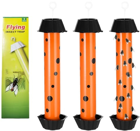 Set mit 3 großen Fliegenfalle für den Innen- und Außenbereich, Fliegenfalle für den Innen- und Außenbereich, mit Klebebändern, hängendes Modell, für Haus und Garten. (Orange)