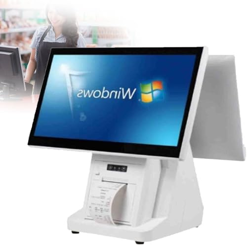 GBHJJ Caisse Enregistreuse Tactile, Caisse Enregistreuse Intelligente Tout-en-Un, Double éCran Tactile 20,4 Pouces, 8 Go de Ram, 128 Go de Ssd, Windows, pour Petites Entreprises et Restaurants