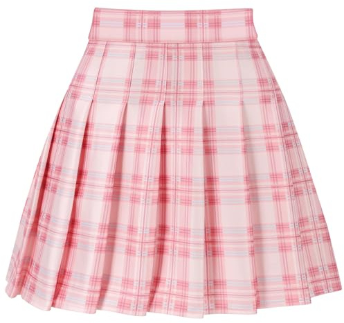 TRIWORKS Women's Plus Size Plaid Skirt High Waist Pleated Skirts Casual Mini Green Skater Skirts 2XL