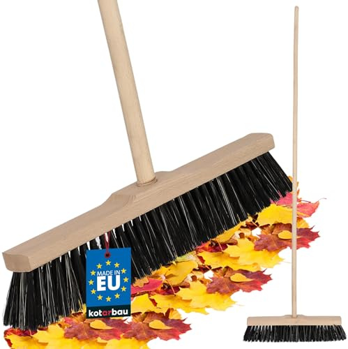 KOTARBAU® Besen mit Stiel - 40 cm - Straßenbesen - mit Nylon-Naturborsten-Mischung - Kehrbesen aus Holz - Besen für Draußen & Drinnen - Zimmerbesen mit Holz Stiel