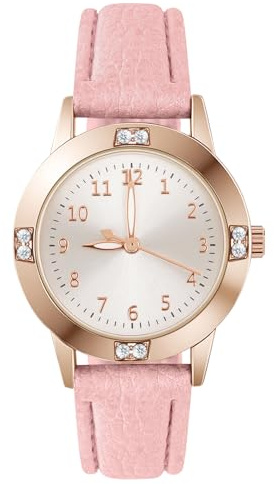 AOOSU Women's Leather Quartz Watch, Easy Read Ladies Watches, 3 Hand Quartz Watch with Diamond Waterproof Fashion Premium Wrist Watch for Women Ladies Girls