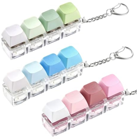Histeaa Quiet Fidget Toy-3 Pack Keyboard Fidget Clicker Clicky, Creamy& Silent Stress Relief Keychains