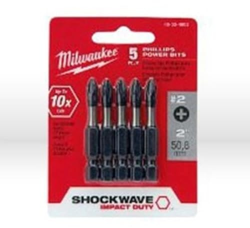 Milwaukee 48-32-4602 Mors d'alimentation à impact Phillips n ° 2 Shockwave de 2 pouces (paquet de 5)