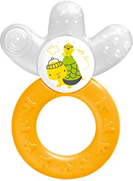 MAM Cooler New, Beißring für Babys fördert Sehsinn & Motorik, Greifling mit Wasserkühlteil erreicht auch die Backenzähne, ab 4+ Monate, gelb/grün