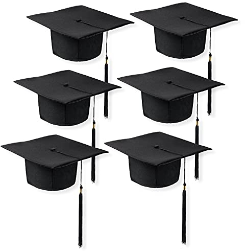 Schramm® 6 Stück Doktor Bachelor Hut 28 x 28 cm Uni Diplom Hut Abschlussfeier Doktorand Absolventenhut Abschlusshut 6er Pack