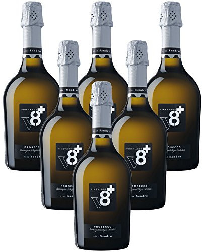 Sior Sandro Prosecco DOC Extra Dry V8+ Spumanti Vineyards Vino Spumante Dry 6 X 75 Italienischer Sekt