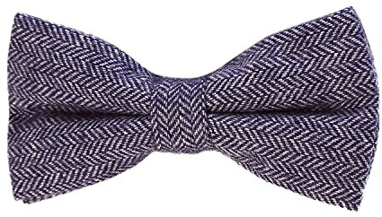 DonDon Herren Fliege 12 x 6 cm Fischgrät-Muster gebunden und stufenlos justierbar aus Baumwolle im Tweed Style blau