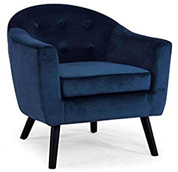 Menzzo Savoy Skandinavischer Sessel mit Samtbezug Blau