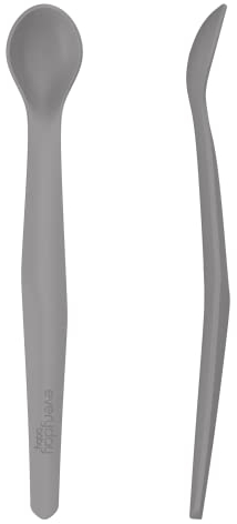 Everyday Baby First Taste Silicone Spoon, From 4 Months, Robust Stainless Steel Core, Dishwasher Safe, 2 pcs Quiet grey 30811 0303 00 01