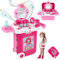 Dreamon Kit di Bellezza Tavolino di Trucco in Valigia Gioco di 3 in 1 Ruolo Accessori Specchio con Luci Suoni Regalo per Bambini