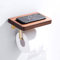 Porte papier toilette bois, support papier toilette mural de téléphone portable avec étagère, surface en laiton poli de style moderne porte serviettes en papier accessoires de salle de bain en rouleau