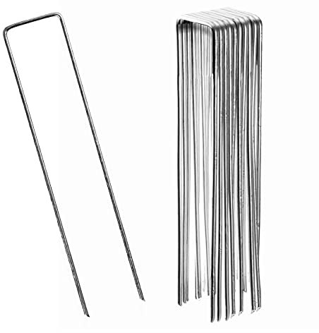 Flandria10 Agrafes Fixation Paillage Acier galvanisé Ø 3 mm H17 cm L3.5cm - Piquet pour Fixer Toiles Jardin, Tuyau, paillage