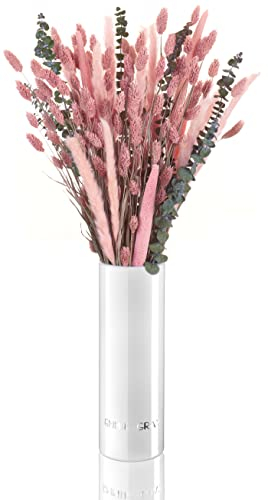 EG EMMIE GRAY Vintage Infinity | Frosted PINK | S - Inklusive Glasvase, hochwertigstes Pampasgras, Dekoration für das Zuhause, Trockenstrauß, Boho Deko, Getrocknete Blumen, Trockenblumen
