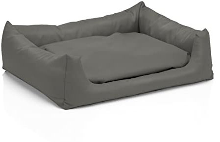 Juelle Hundebett aus Kunstleder Hundebett Kuschelbett Sofy Rex S-XXL (70x50cm, Dunkle Popiel)