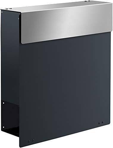 Frabox® Briefkasten Namur anthrazit (RAL 7016) - mit Zeitungsfach, rostfrei DIN A4 - Made in Germany -