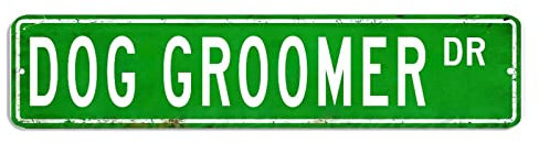 Cartel de metal para perro de peluquero de perro de regalo de peluquero de perro Decoración de peluquero de perro Cartel de metal de calle personalizado Retro shabby chic arte de pared Percha de